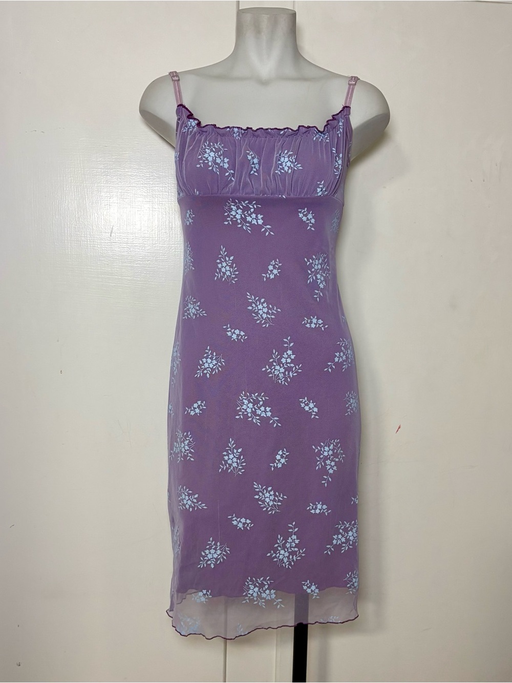 Vintage 90s Jonathan Martin Purple Mesh Milkmaid Dress